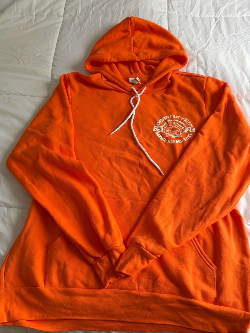 Nantucket Shellfish Association orange hoodie